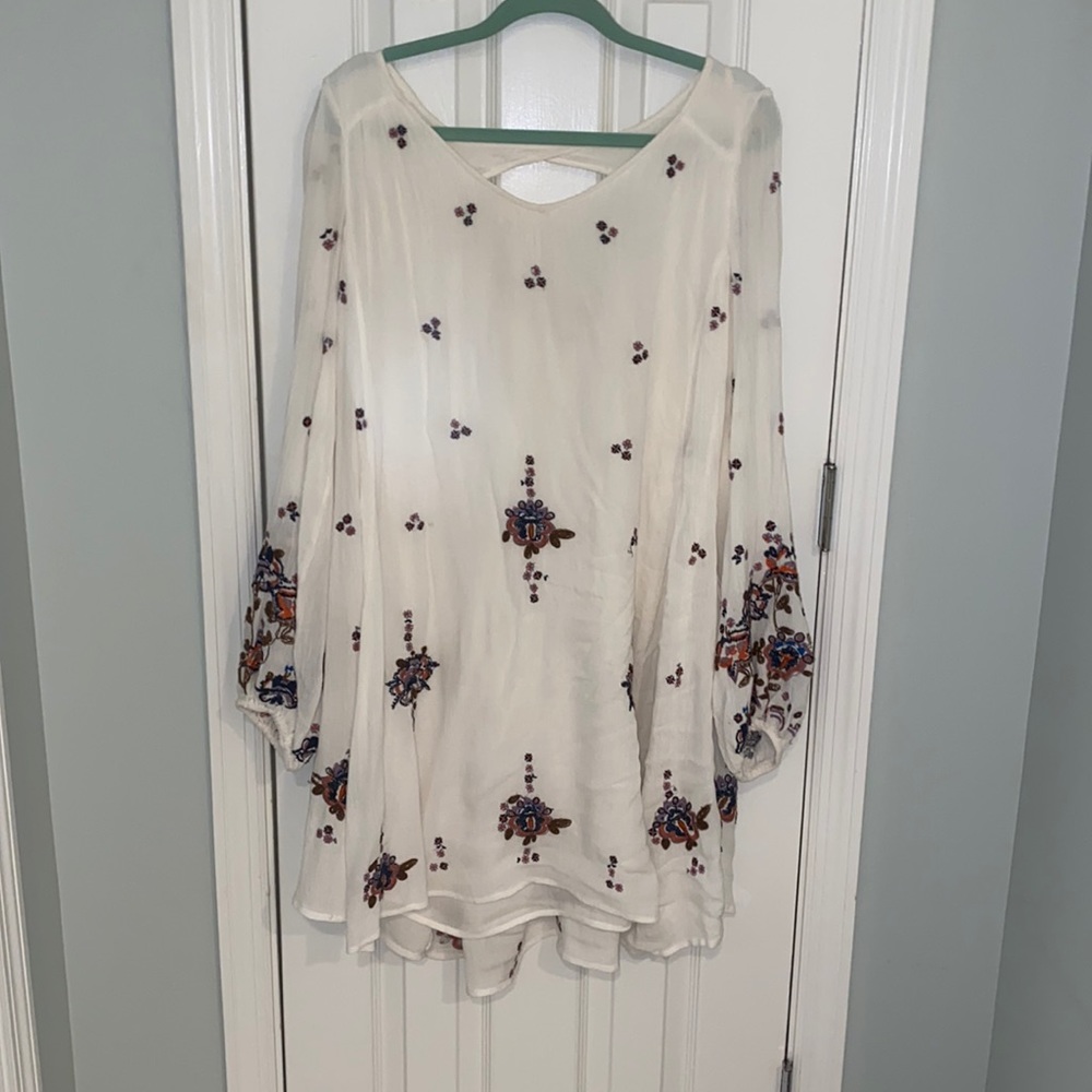 White Dress with Floral Patterns